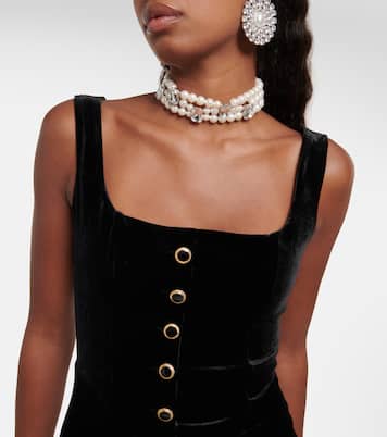 Feather-trimmed velvet minidress | Alessandra Rich