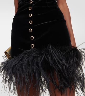 Feather-trimmed velvet minidress | Alessandra Rich