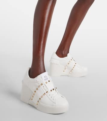 Open Disco leather wedge sneakers | Valentino Garavani