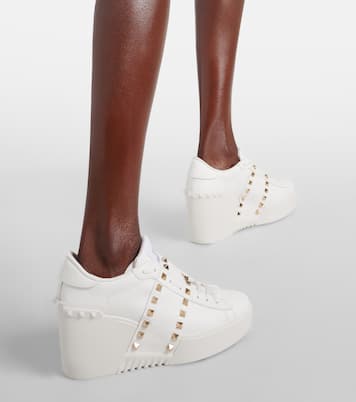 Open Disco leather wedge sneakers | Valentino Garavani