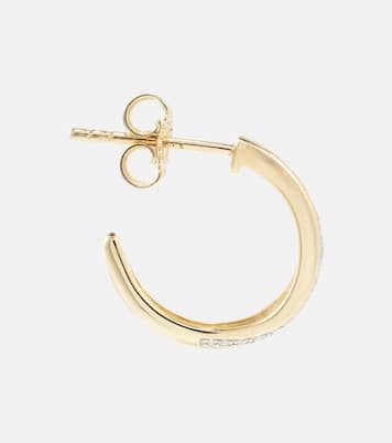 Twist 10kt yellow gold hoop earrings with diamonds | Stone and Strand