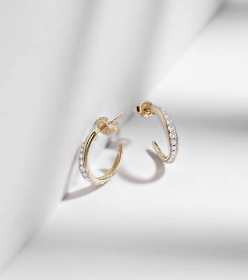 Twist 10kt yellow gold hoop earrings with diamonds | Stone and Strand