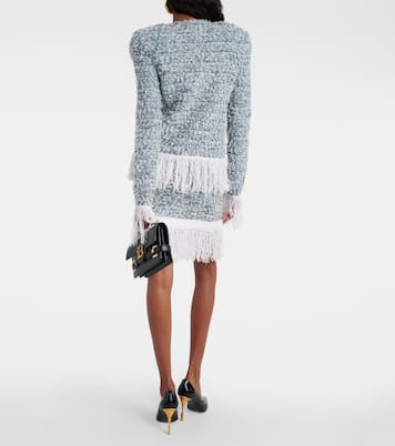 Chaqueta de tweed de denim con flecos | Balmain