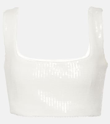 Bridal Beating Heart sequined crop top | Galvan