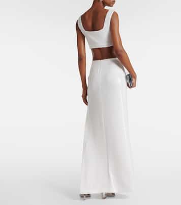 Bridal Beating Heart sequined crop top | Galvan