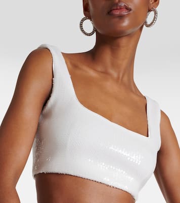 Bridal Beating Heart sequined crop top | Galvan