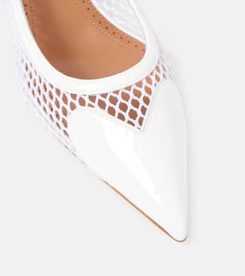 Escarpins Le Cœur en cuir verni et résille | Alaïa