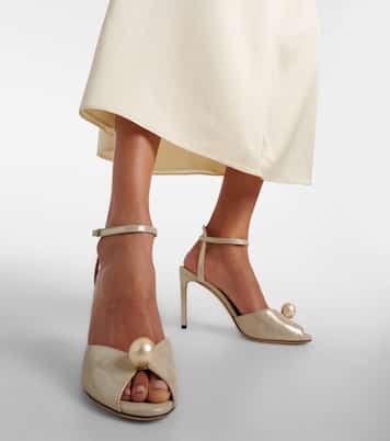 Sandali Sacora 85 in pelle con perle bijoux | Jimmy Choo
