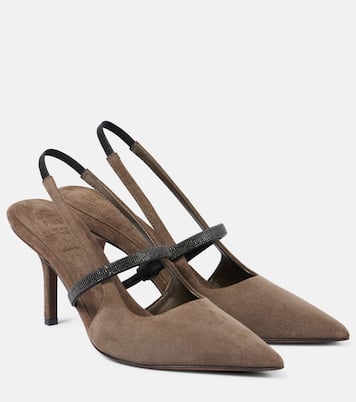 Escarpins slingback Monili en daim | Brunello Cucinelli