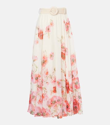 Falda larga Lightburst de algodón y seda | Zimmermann