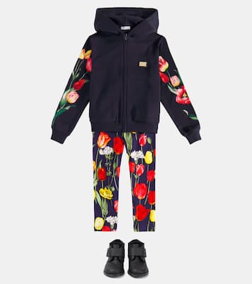 Legging en coton mélangé à fleurs | Dolce&Gabbana Kids