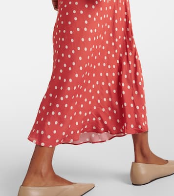 Vestido midi Iggy de satén con encaje y lunares | Rixo