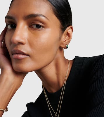 Boucles d'oreilles en or 14 ct, quartz, émeraude et saphir | Sydney Evan