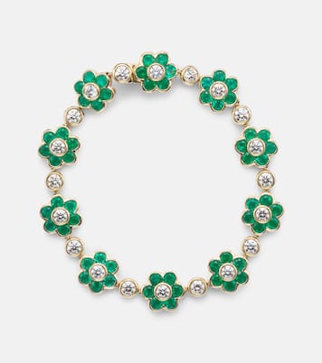 Bracciale Flora in oro 18kt con smeraldi e diamanti | Anita Ko