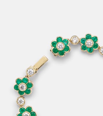 Bracciale Flora in oro 18kt con smeraldi e diamanti | Anita Ko