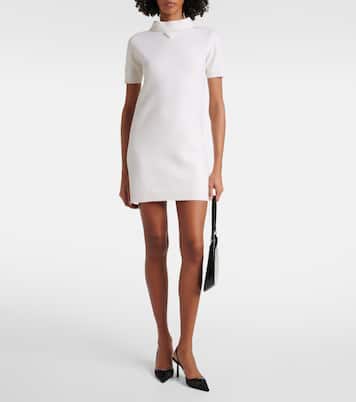 Abito corto in lana vergine con logo | Prada