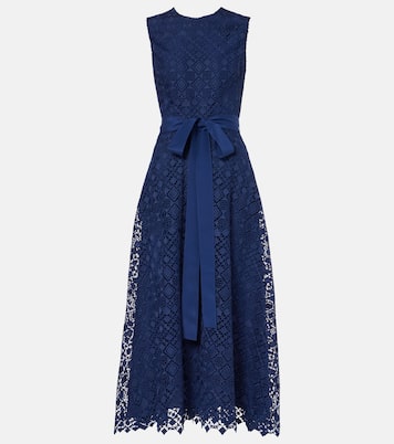Abito midi in pizzo macramè con fiocco | Elie Saab