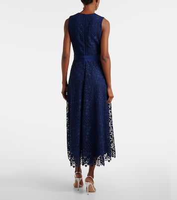 Abito midi in pizzo macramè con fiocco | Elie Saab