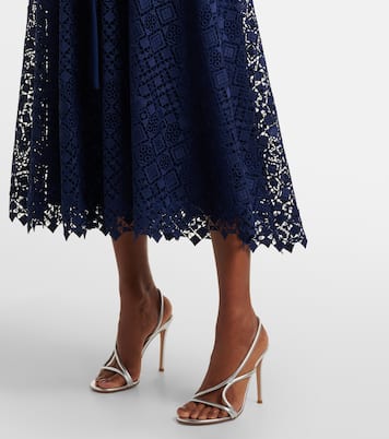 Abito midi in pizzo macramè con fiocco | Elie Saab