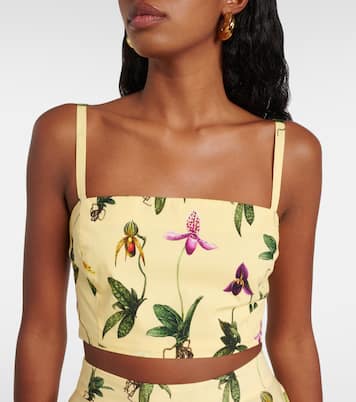 Top cropped in popeline di misto cotone | Oscar de la Renta