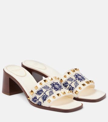 County 60 Rockstud embroidered mules | Valentino Garavani