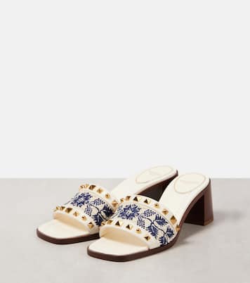 County 60 Rockstud embroidered mules | Valentino Garavani
