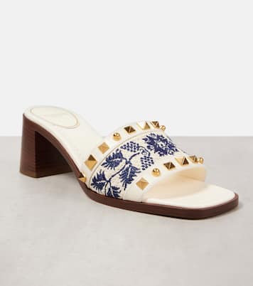 County 60 Rockstud embroidered mules | Valentino Garavani