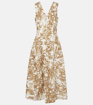 Robe midi imprimée en coton | Brunello Cucinelli