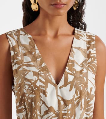 Robe midi imprimée en coton | Brunello Cucinelli