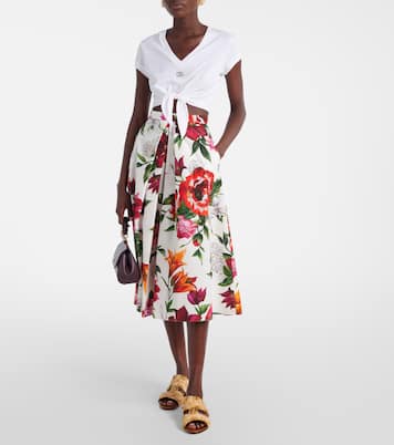 Floral cotton poplin midi skirt | Dolce&Gabbana