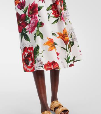 Floral cotton poplin midi skirt | Dolce&Gabbana