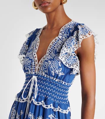 Besticktes Maxikleid aus einem Leinengemisch | Farm Rio