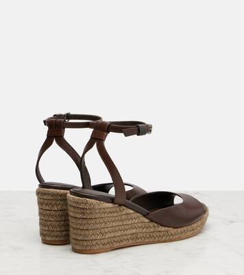 Leather espadrille wedges | Brunello Cucinelli