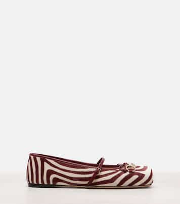 Horsebit calf hair ballet flats | Gucci