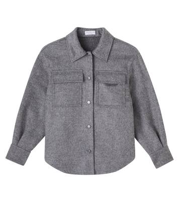 Monili珠饰初剪羊毛衬衫外套 | Brunello Cucinelli Kids