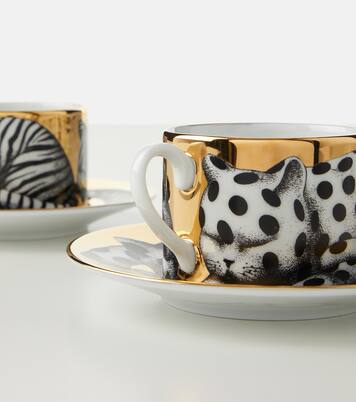 Set de 6 tazas de té y platillos High Fidelity de porcelana | Fornasetti