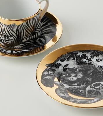 Set de 6 tazas de té y platillos High Fidelity de porcelana | Fornasetti