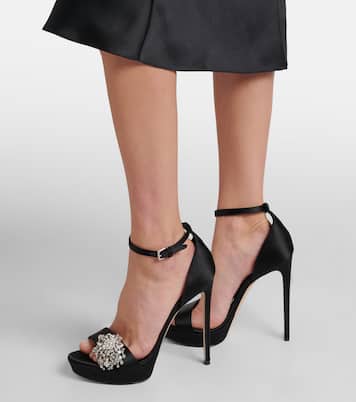 Jewel embellished satin platform sandals | McQueen