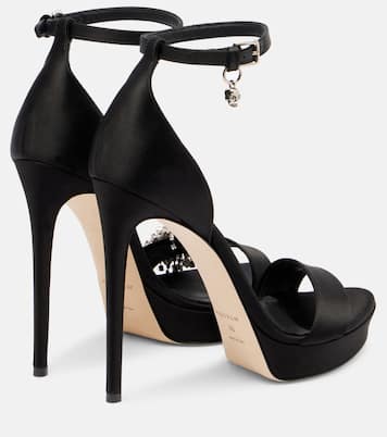 Jewel embellished satin platform sandals | McQueen