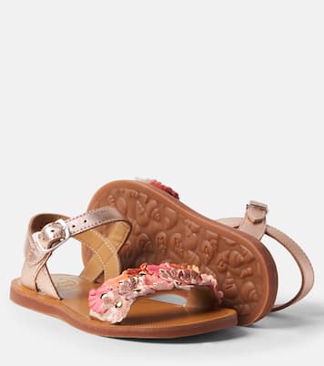 Plagette Multi Flo leather sandals | Pom d'Api