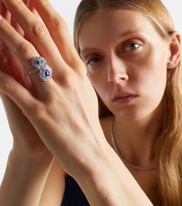 18kt white gold (750/1000) ring with gemstones | Suzanne Kalan