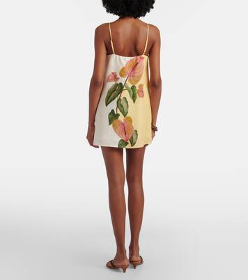 Minikleid Anturium Golden aus Leinen | Farm Rio