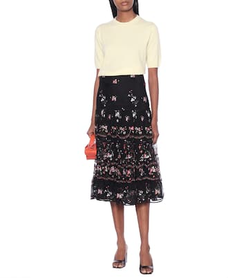 Embroidered tulle midi skirt | Tory Burch