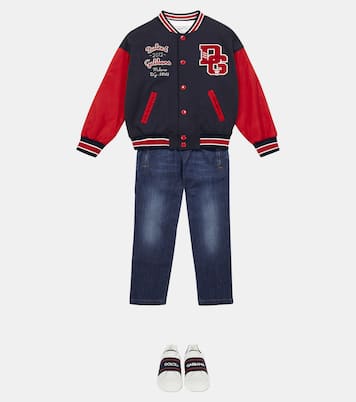Printed cotton-blend varsity jacket in blue - Dolce Gabbana