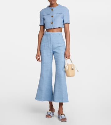 Pantalon évasé à taille haute en tweed | Oscar de la Renta