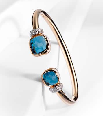 Bracelet Nudo en or rose 18 ct, topaze bleue et diamant | Pomellato