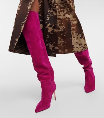 Overknee-Stiefel aus Veloursleder | Paris Texas