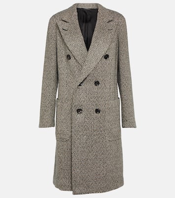 Herwin herringbone linen and cashmere coat in grey Loro Piana Mytheresa