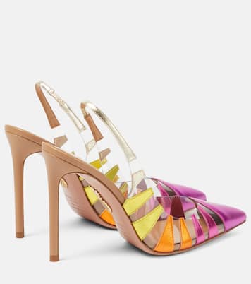 Salones destalonados Hot Rumor 105 de piel metalizada y PVC | Aquazzura