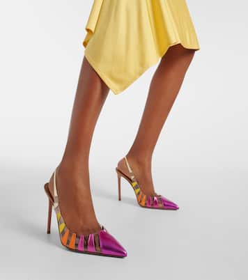 Salones destalonados Hot Rumor 105 de piel metalizada y PVC | Aquazzura